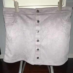 Express Grey Suede Button Down Mini Skirt with Pockets